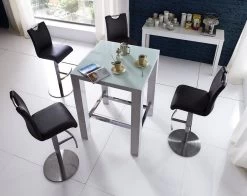 Barstuhl "Alesi" In Schwarz Kunstleder Und Gestell Schwarz Lackiert Barhocker Höhenverstellbar -Wohnwelt Verkauf 6026 4