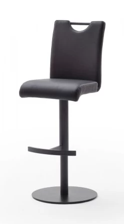 Barstuhl "Alesi" In Schwarz Kunstleder Und Gestell Schwarz Lackiert Barhocker Höhenverstellbar -Wohnwelt Verkauf 6026 5