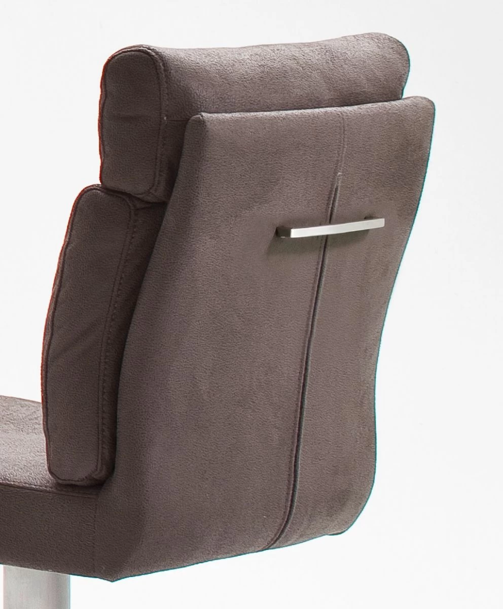 Barstuhl "Rabea" In Grau Vintage Lederlook Und Edelstahl Gebürstet Barhocker Mit Griff Höhenverstellbar 6 Barstuhl "Rabea" In Grau Vintage Lederlook Und Edelstahl Gebürstet Barhocker Mit Griff Höhenverstellbar – Bild 4