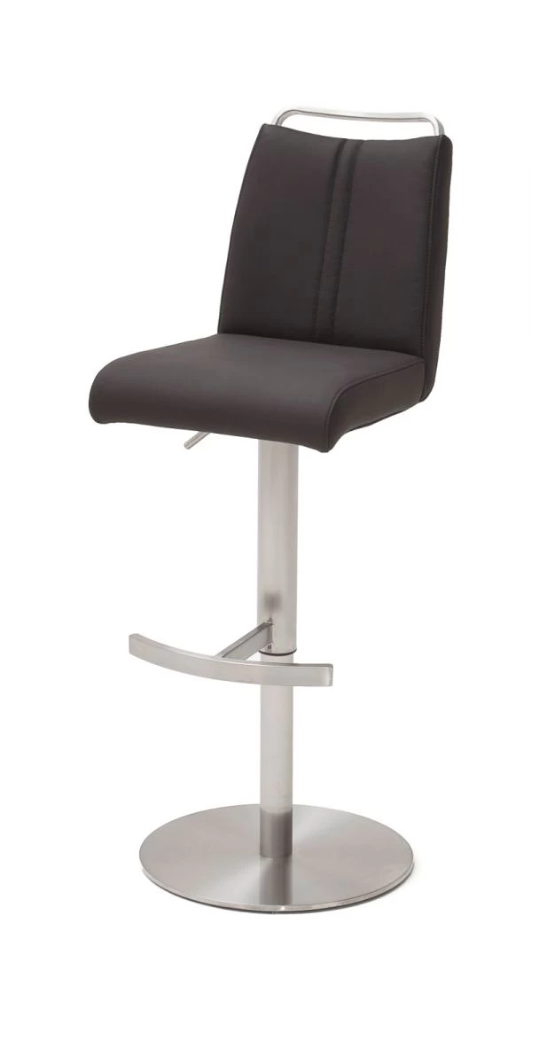 Barstuhl "Giulia" In Anthrazit Echt Leder Und Edelstahl Gebürstet Barhocker Mit Griffleiste Höhenverstellbar 8 Barstuhl "Giulia" In Anthrazit Echt Leder Und Edelstahl Gebürstet Barhocker Mit Griffleiste Höhenverstellbar – Bild 6