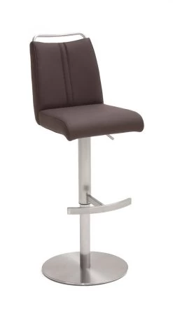 Barstuhl "Giulia" In Echt Braun Leder Und Edelstahl Gebürstet Barhocker Mit Griffleiste Höhenverstellbar -Wohnwelt Verkauf 6037 2