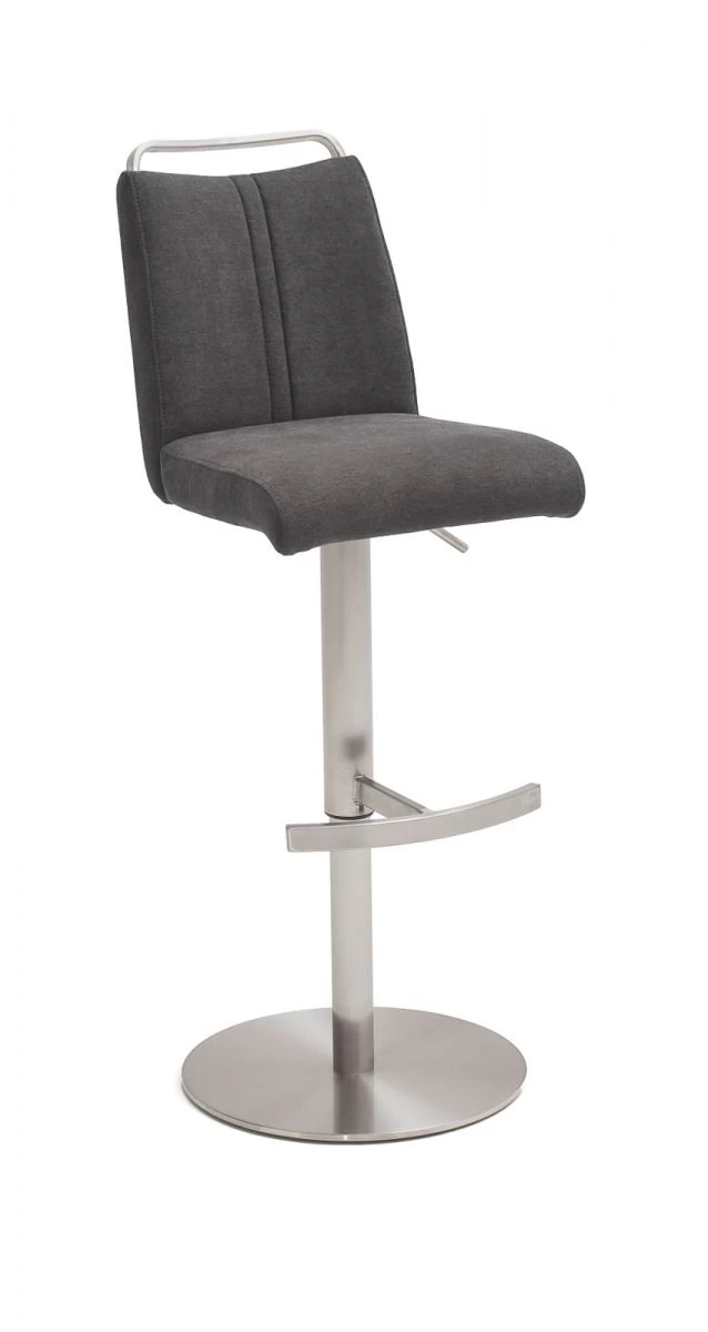 Barstuhl "Giulia" In Anthrazit Feingewebe Und Edelstahl Gebürstet Barhocker Mit Griffleiste Höhenverstellbar 4 Barstuhl "Giulia" In Anthrazit Feingewebe Und Edelstahl Gebürstet Barhocker Mit Griffleiste Höhenverstellbar – Bild 2