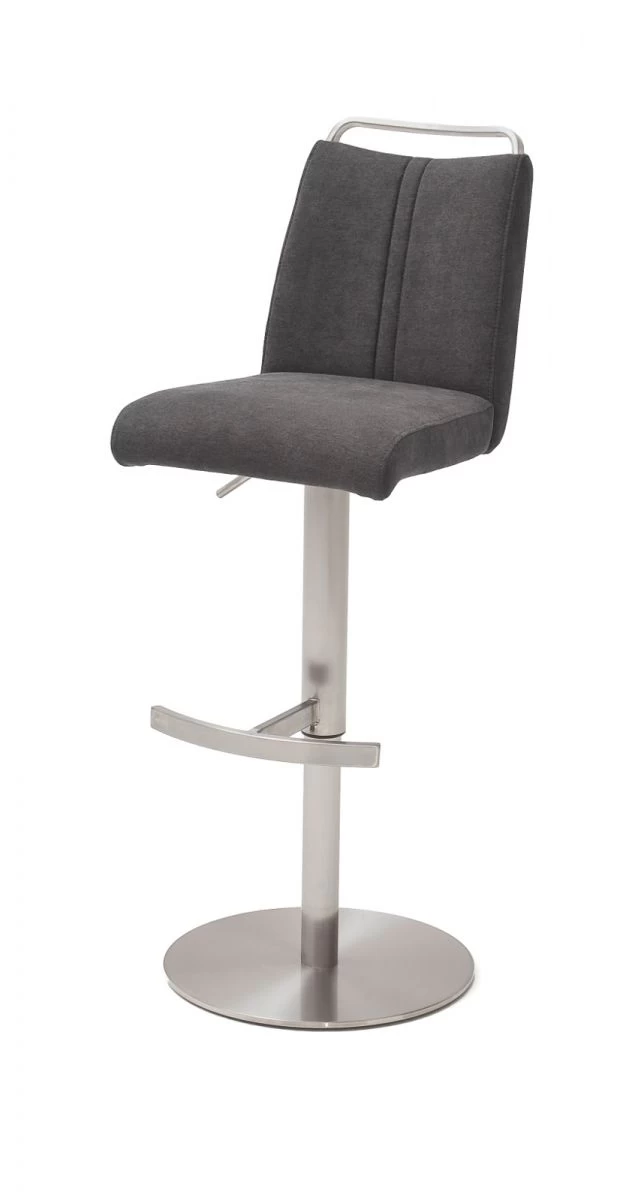 Barstuhl "Giulia" In Anthrazit Feingewebe Und Edelstahl Gebürstet Barhocker Mit Griffleiste Höhenverstellbar 8 Barstuhl "Giulia" In Anthrazit Feingewebe Und Edelstahl Gebürstet Barhocker Mit Griffleiste Höhenverstellbar – Bild 6