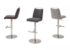 Barstuhl "Giulia" In Braun Feingewebe Und Edelstahl Gebürstet Barhocker Mit Griffleiste Höhenverstellbar