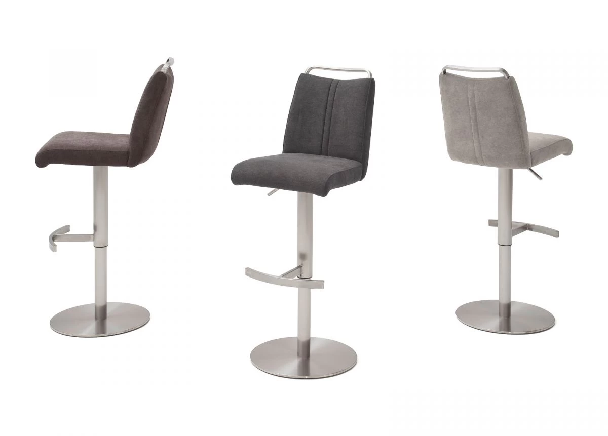 Barstuhl "Giulia" In Braun Feingewebe Und Edelstahl Gebürstet Barhocker Mit Griffleiste Höhenverstellbar 3 Barstuhl "Giulia" In Braun Feingewebe Und Edelstahl Gebürstet Barhocker Mit Griffleiste Höhenverstellbar
