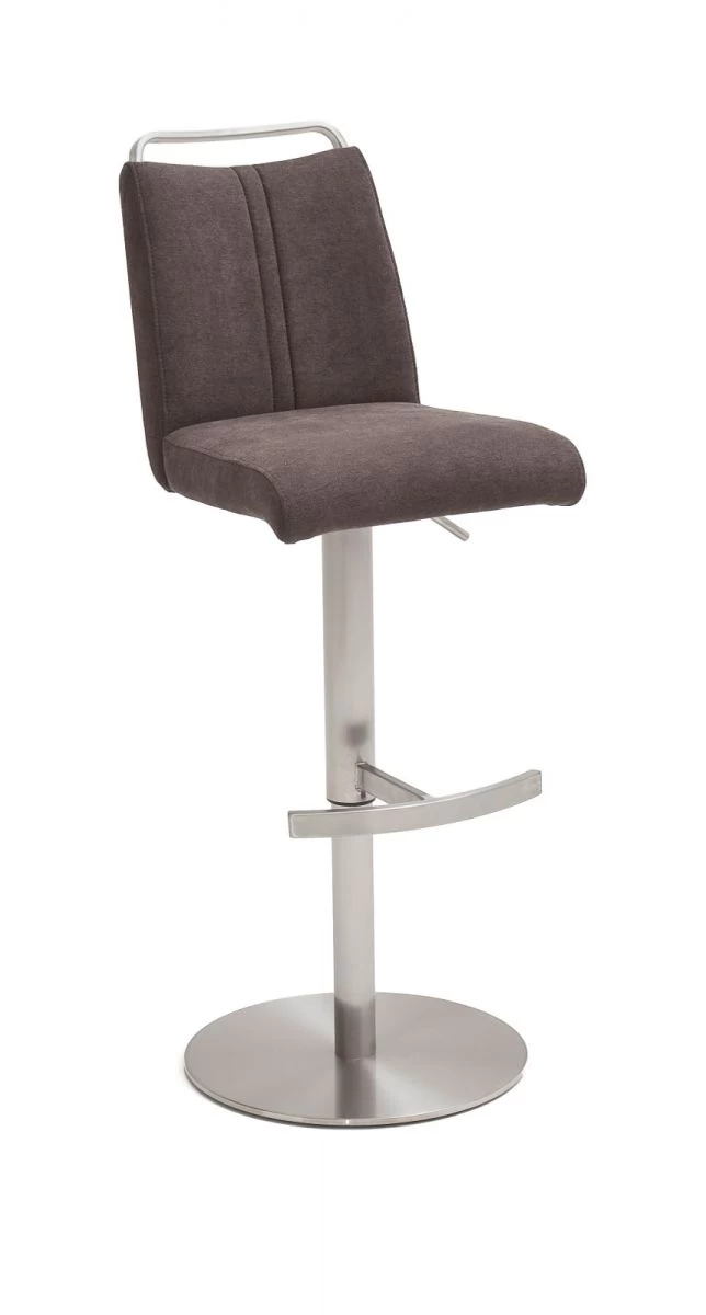 Barstuhl "Giulia" In Braun Feingewebe Und Edelstahl Gebürstet Barhocker Mit Griffleiste Höhenverstellbar 4 Barstuhl "Giulia" In Braun Feingewebe Und Edelstahl Gebürstet Barhocker Mit Griffleiste Höhenverstellbar – Bild 2