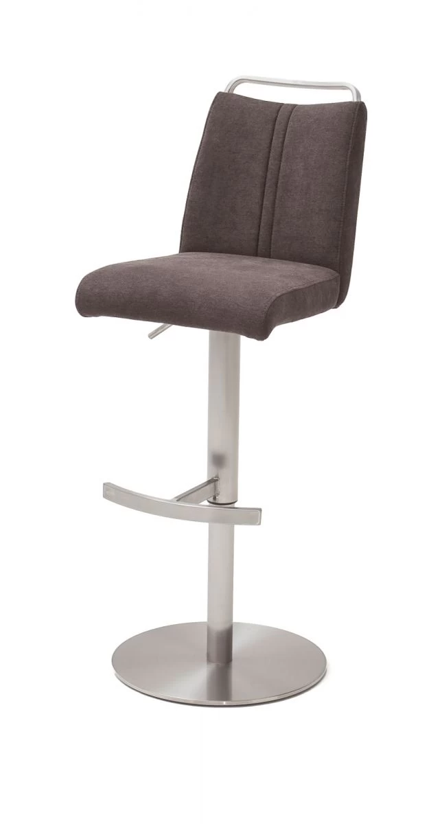 Barstuhl "Giulia" In Braun Feingewebe Und Edelstahl Gebürstet Barhocker Mit Griffleiste Höhenverstellbar 8 Barstuhl "Giulia" In Braun Feingewebe Und Edelstahl Gebürstet Barhocker Mit Griffleiste Höhenverstellbar – Bild 6