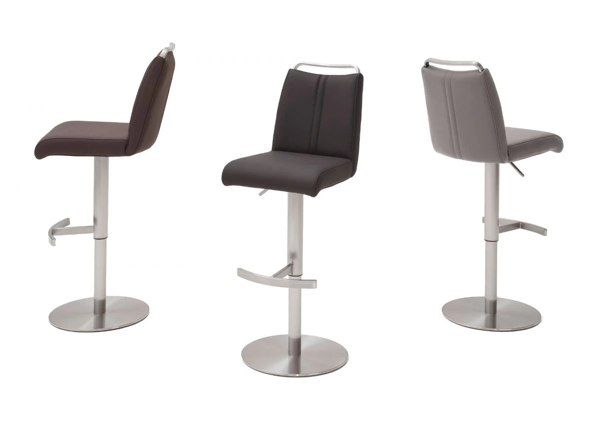 Barstuhl "Giulia" In Eisgrau Nubuklederoptik Und Edelstahl Gebürstet Barhocker Mit Griffleiste Höhenverstellbar 3 Barstuhl "Giulia" In Eisgrau Nubuklederoptik Und Edelstahl Gebürstet Barhocker Mit Griffleiste Höhenverstellbar