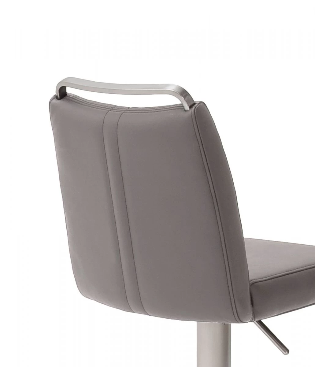 Barstuhl "Giulia" In Eisgrau Nubuklederoptik Und Edelstahl Gebürstet Barhocker Mit Griffleiste Höhenverstellbar 5 Barstuhl "Giulia" In Eisgrau Nubuklederoptik Und Edelstahl Gebürstet Barhocker Mit Griffleiste Höhenverstellbar – Bild 3