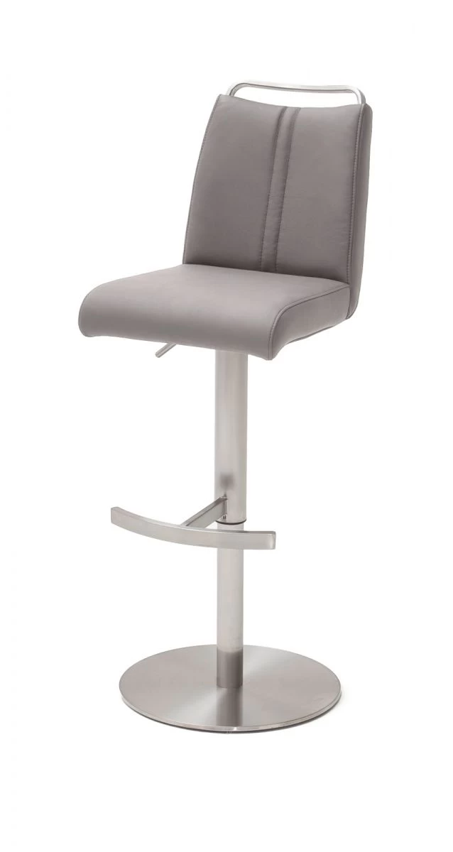 Barstuhl "Giulia" In Eisgrau Nubuklederoptik Und Edelstahl Gebürstet Barhocker Mit Griffleiste Höhenverstellbar 8 Barstuhl "Giulia" In Eisgrau Nubuklederoptik Und Edelstahl Gebürstet Barhocker Mit Griffleiste Höhenverstellbar – Bild 6