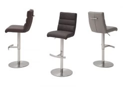 Barstuhl "Giulia" In Braun Leder Und Edelstahl Gebürstet Barhocker Mit Griff Hinten Höhenverstellbar