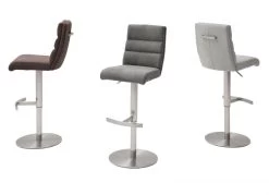 Barstuhl "Giulia" In Anthrazit Feingewebe Und Edelstahl Gebürstet Barhocker Mit Griff Hinten Höhenverstellbar