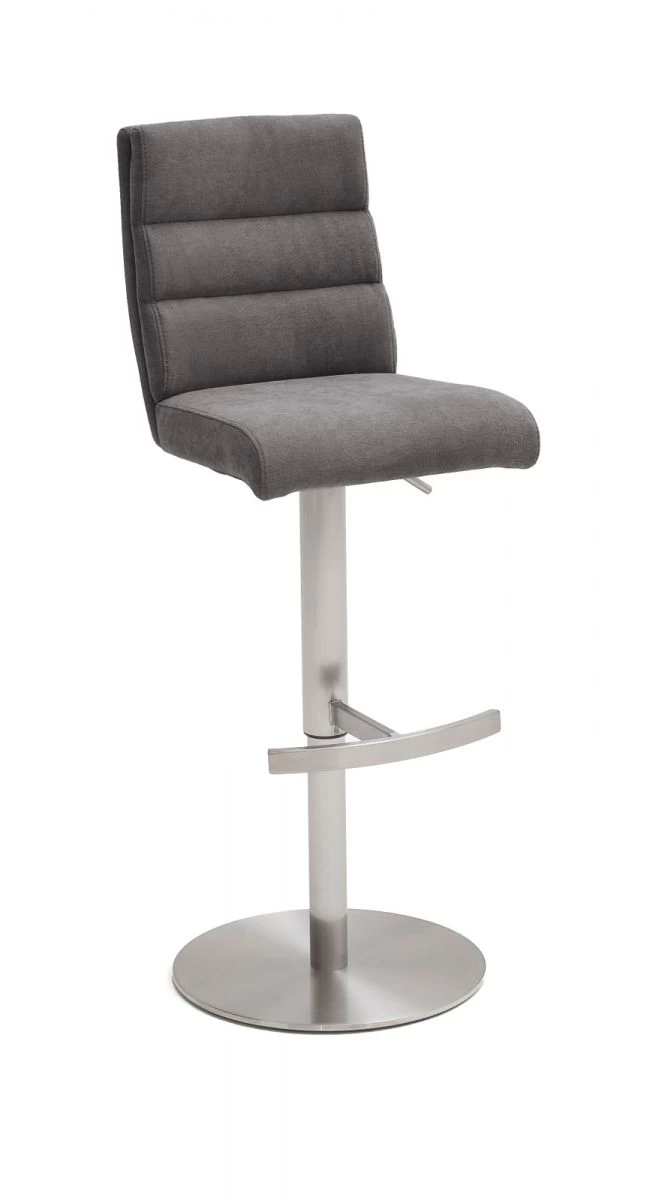 Barstuhl "Giulia" In Anthrazit Feingewebe Und Edelstahl Gebürstet Barhocker Mit Griff Hinten Höhenverstellbar 4 Barstuhl "Giulia" In Anthrazit Feingewebe Und Edelstahl Gebürstet Barhocker Mit Griff Hinten Höhenverstellbar – Bild 2