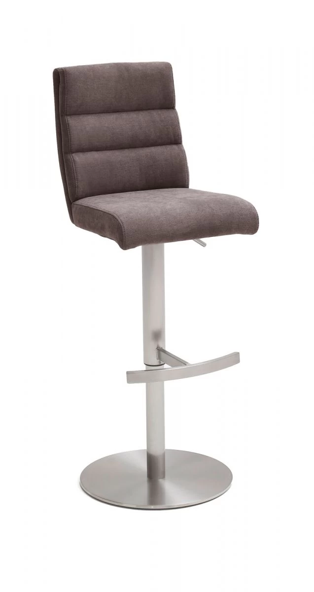 Barstuhl "Giulia" In Braun Feingewebe Und Edelstahl Gebürstet Barhocker Mit Griff Hinten Höhenverstellbar 4 Barstuhl "Giulia" In Braun Feingewebe Und Edelstahl Gebürstet Barhocker Mit Griff Hinten Höhenverstellbar – Bild 2