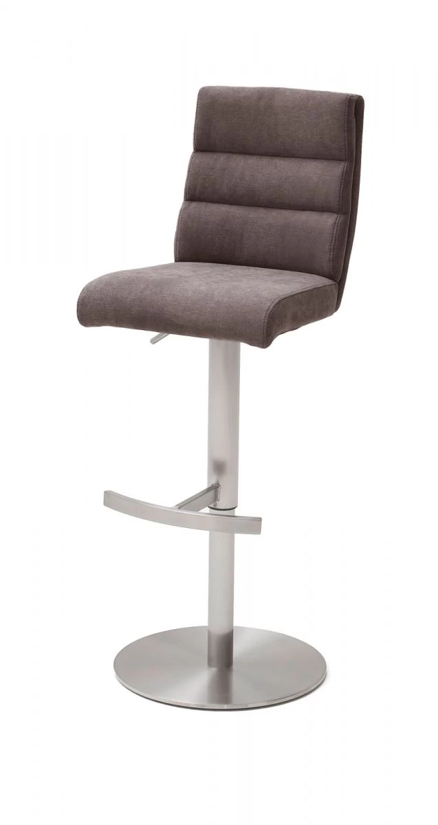 Barstuhl "Giulia" In Braun Feingewebe Und Edelstahl Gebürstet Barhocker Mit Griff Hinten Höhenverstellbar 8 Barstuhl "Giulia" In Braun Feingewebe Und Edelstahl Gebürstet Barhocker Mit Griff Hinten Höhenverstellbar – Bild 6