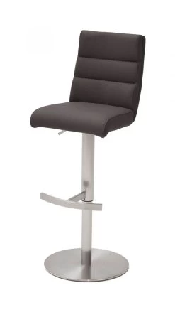 Barstuhl "Giulia" In Anthrazit Nubuklederoptik Und Edelstahl Gebürstet Barhocker Mit Griff Hinten Höhenverstellbar -Wohnwelt Verkauf 6051 6