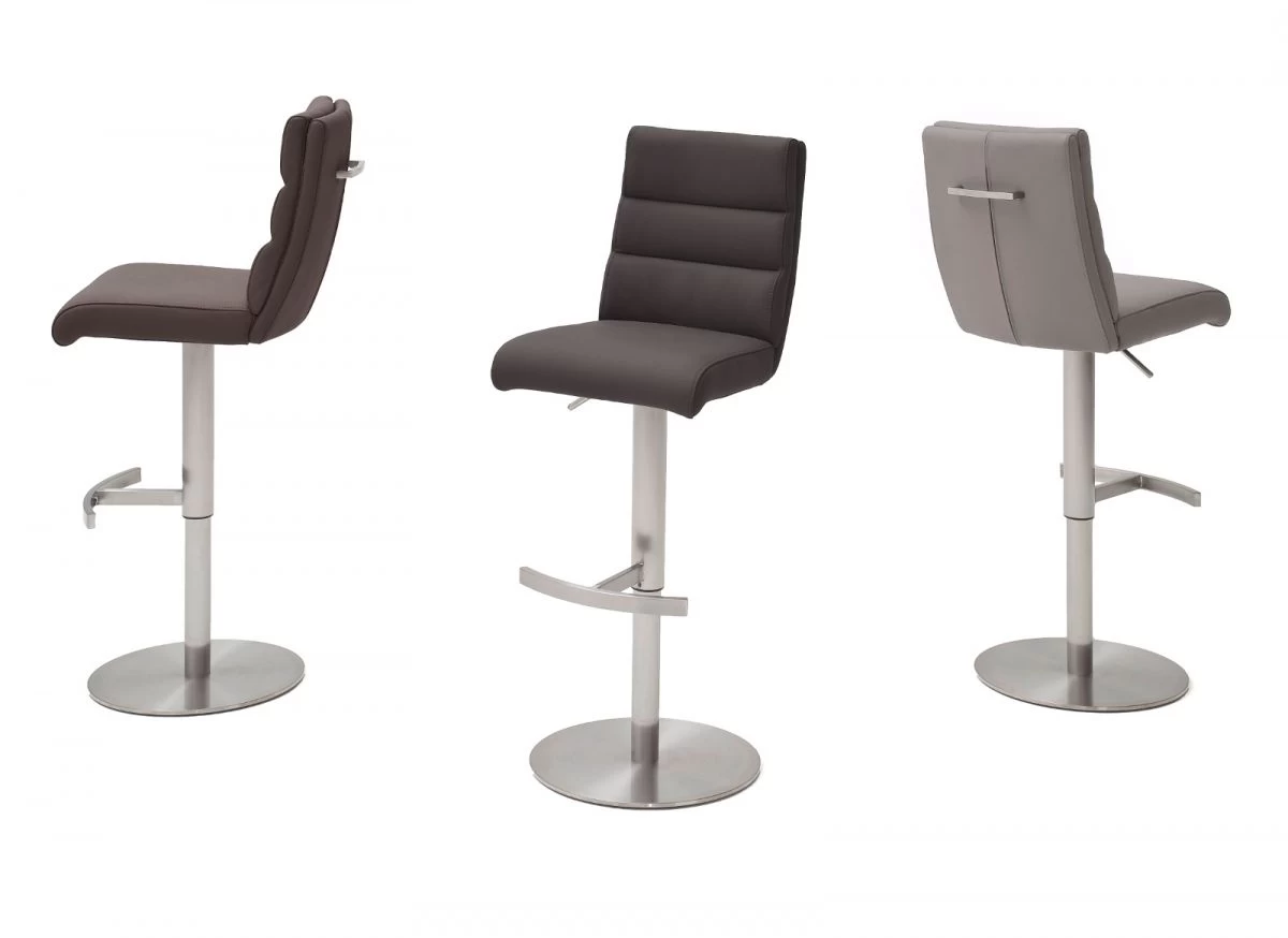 Barstuhl "Giulia" In Braun Nubuklederoptik Und Edelstahl Gebürstet Barhocker Mit Griff Hinten Höhenverstellbar 3 Barstuhl "Giulia" In Braun Nubuklederoptik Und Edelstahl Gebürstet Barhocker Mit Griff Hinten Höhenverstellbar