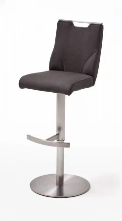 Barstuhl "Giulia" In Anthrazit Leder Und Edelstahl Gebürstet Barhocker Mit Griffloch Höhenverstellbar 13 Barstuhl "Giulia" In Anthrazit Leder Und Edelstahl Gebürstet Barhocker Mit Griffloch Höhenverstellbar -Wohnwelt Verkauf 6054 6