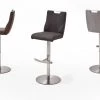 Barstuhl "Giulia" In Eisgrau Leder Und Edelstahl Gebürstet Barhocker Mit Griffloch Höhenverstellbar 2 Barstuhl "Giulia" In Eisgrau Leder Und Edelstahl Gebürstet Barhocker Mit Griffloch Höhenverstellbar -Wohnwelt Verkauf 6056 1