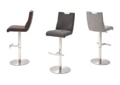 Barstuhl "Giulia" In Braun Feingewebe Und Edelstahl Gebürstet Barhocker Mit Griffloch Höhenverstellbar
