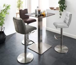 Barstuhl "Giulia" In Braun Feingewebe Und Edelstahl Gebürstet Barhocker Mit Griffloch Höhenverstellbar 12 Barstuhl "Giulia" In Braun Feingewebe Und Edelstahl Gebürstet Barhocker Mit Griffloch Höhenverstellbar -Wohnwelt Verkauf 6058 5