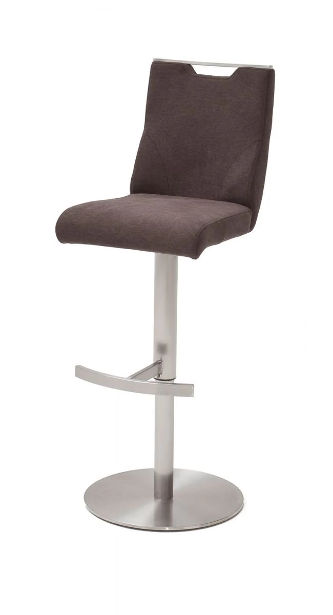 Barstuhl "Giulia" In Braun Feingewebe Und Edelstahl Gebürstet Barhocker Mit Griffloch Höhenverstellbar 8 Barstuhl "Giulia" In Braun Feingewebe Und Edelstahl Gebürstet Barhocker Mit Griffloch Höhenverstellbar – Bild 6