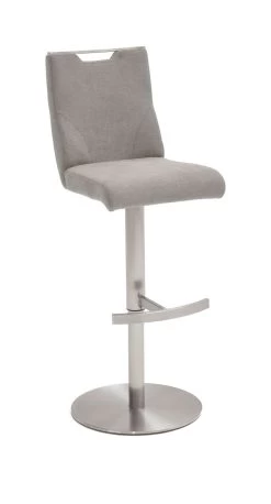 Barstuhl "Giulia" In Eisgrau Feingewebe Und Edelstahl Gebürstet Barhocker Mit Griffloch Höhenverstellbar -Wohnwelt Verkauf 6059 2