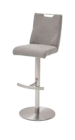 Barstuhl "Giulia" In Eisgrau Feingewebe Und Edelstahl Gebürstet Barhocker Mit Griffloch Höhenverstellbar -Wohnwelt Verkauf 6059 6