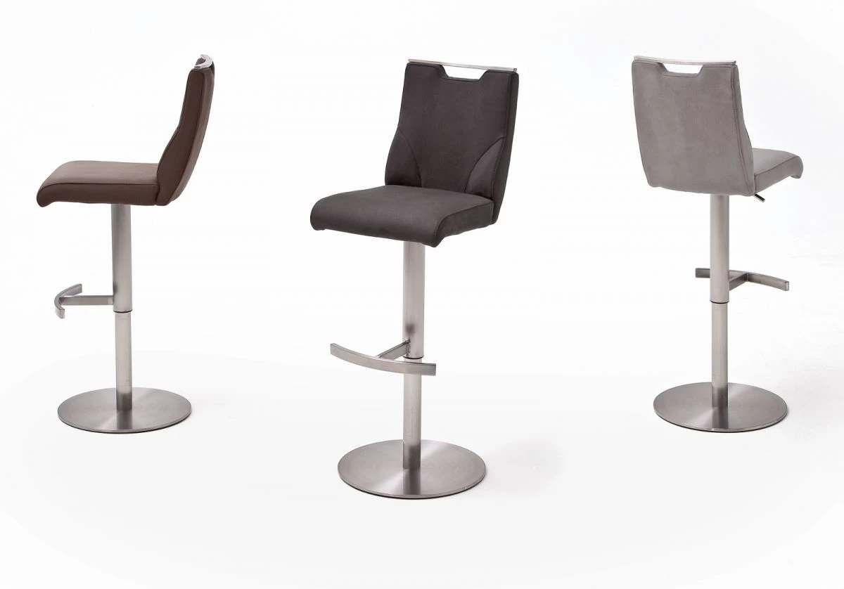 Barstuhl "Giulia" In Anthrazit Nubuklederoptik Und Edelstahl Gebürstet Barhocker Mit Griffloch Höhenverstellbar 3 Barstuhl "Giulia" In Anthrazit Nubuklederoptik Und Edelstahl Gebürstet Barhocker Mit Griffloch Höhenverstellbar
