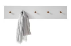 Garderobenleiste "Cervo" In Matt Weiß Echt Lack Mit Asteiche Massiv Flur Wandgarderobe 97 X 15 Cm