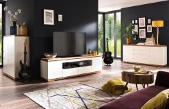 TV-Lowboard "Chiaro" Matt Weiß Lack Und Eiche / Asteiche Massiv Geölt TV-Unterteil 202 X 54 Cm 12 TV-Lowboard "Chiaro" Matt Weiß Lack Und Eiche / Asteiche Massiv Geölt TV-Unterteil 202 X 54 Cm -Wohnwelt Verkauf 6738 5