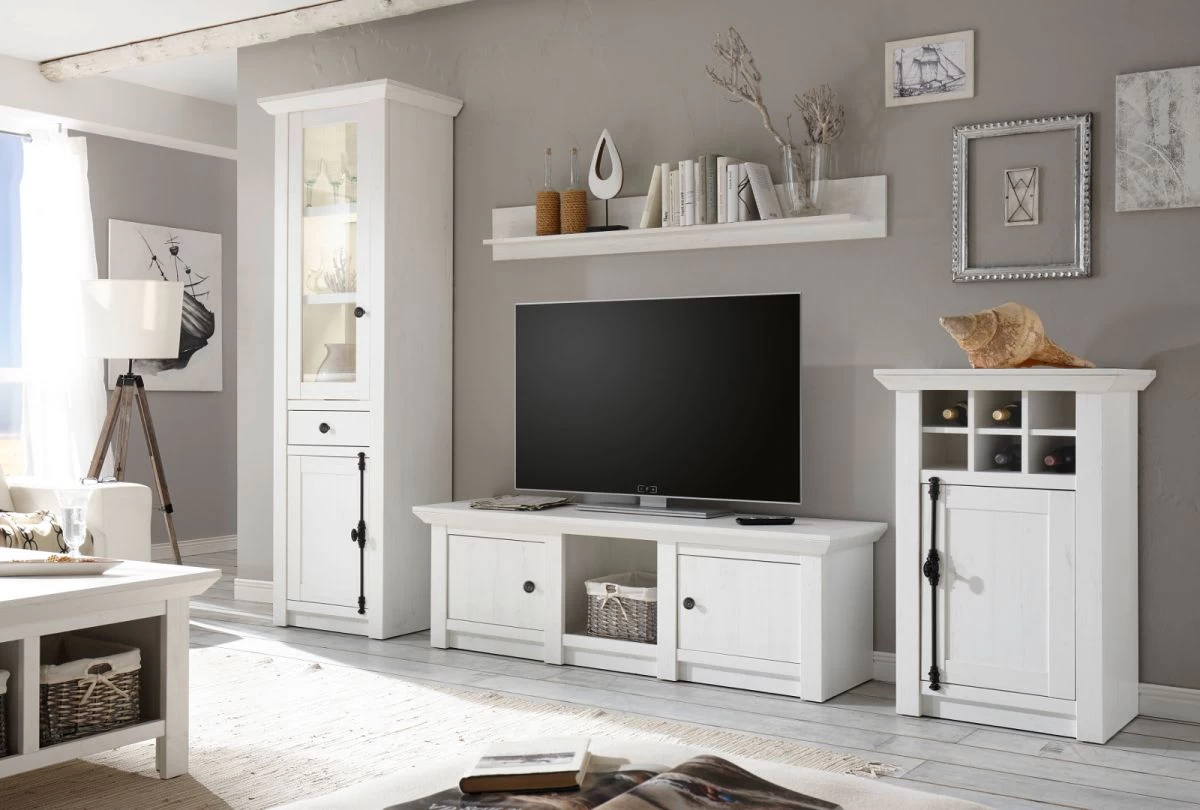 Kommode "Hooge" In Pinie Weiß Landhaus Mit Weinregal 63 X 100 Cm 6 Kommode "Hooge" In Pinie Weiß Landhaus Mit Weinregal 63 X 100 Cm – Bild 4