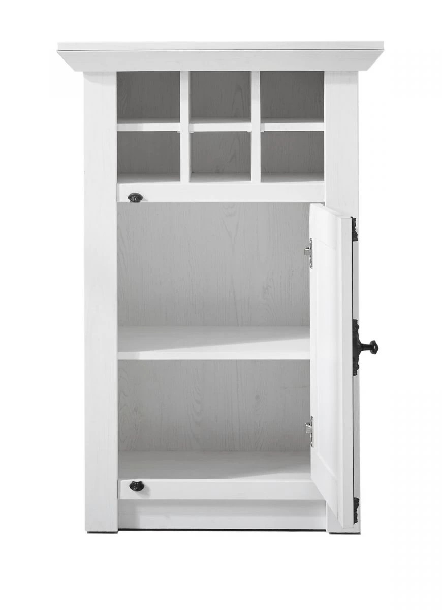 Kommode "Hooge" In Pinie Weiß Landhaus Mit Weinregal 63 X 100 Cm 8 Kommode "Hooge" In Pinie Weiß Landhaus Mit Weinregal 63 X 100 Cm – Bild 6