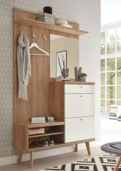Garderobe "Helge" In Weiß Und Eiche Riviera Kompaktgarderobe Skandinavisch 110 X 200 Cm -Wohnwelt Verkauf 7023 4