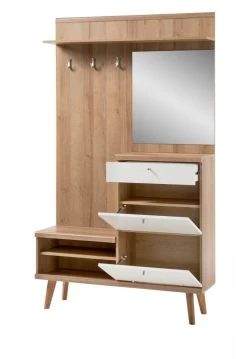 Garderobe "Helge" In Weiß Und Eiche Riviera Kompaktgarderobe Skandinavisch 110 X 200 Cm -Wohnwelt Verkauf 7023 6
