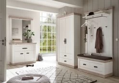 Garderobenkombination "Rovola" In Pinie Weiß / Oslo Pinie Landhaus Garderobe Set 5-tlg. 341 X 201 Cm -Wohnwelt Verkauf 7032 4