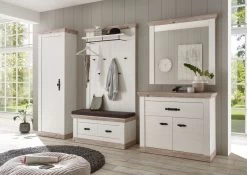 Garderobenkombination "Rovola" In Pinie Weiß / Oslo Pinie Landhaus Garderobe Set 3-tlg. 190 X 201 Cm -Wohnwelt Verkauf 7036 4