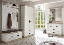 Garderobenpaneel "Rovola" In Pinie Weiß / Oslo Pinie Landhaus Wandgarderobe 107 X 153 Cm -Wohnwelt Verkauf 7040 5