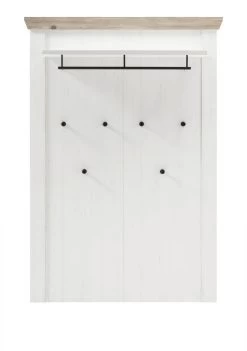 Garderobenpaneel "Rovola" In Pinie Weiß / Oslo Pinie Landhaus Wandgarderobe 107 X 153 Cm -Wohnwelt Verkauf 7040 6
