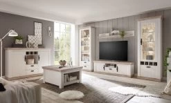 TV-Lowboard "Rovola" In Pinie Weiß / Oslo Pinie Landhaus TV-Unterteil 156 X 51 Cm -Wohnwelt Verkauf 7057 5