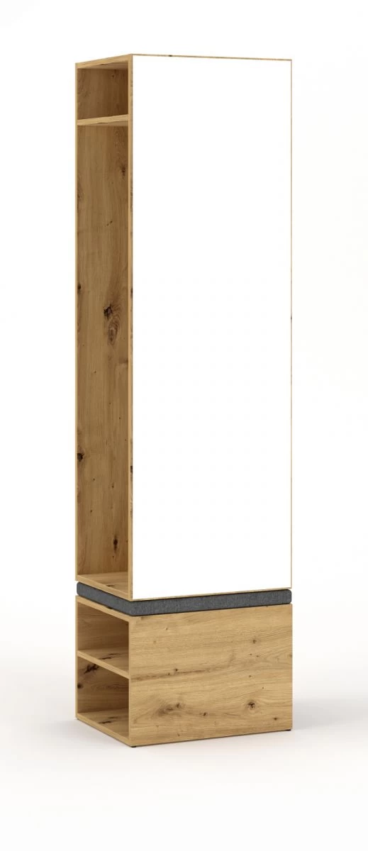 Garderobe "Brighty" In Artisan Eiche Set 2-tlg. Mit Spiegel Und Sitzhocker Gepolstert 50 X 190 Cm 7 Garderobe "Brighty" In Artisan Eiche Set 2-tlg. Mit Spiegel Und Sitzhocker Gepolstert 50 X 190 Cm – Bild 5