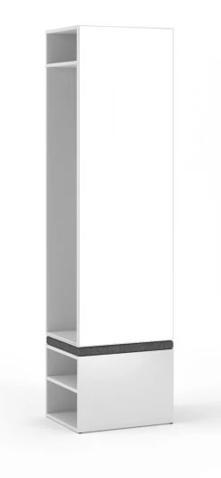 Garderobe "Brighty" In Weiß Set 2-tlg. Mit Spiegel Und Sitzhocker Gepolstert 50 X 190 Cm -Wohnwelt Verkauf 7101 5