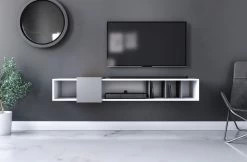 TV-Lowboard "Design-T" In Weiß Und Grau TV-Unterteil Hängend 150 X 25 Cm 11 TV-Lowboard "Design-T" In Weiß Und Grau TV-Unterteil Hängend 150 X 25 Cm -Wohnwelt Verkauf 7115 4