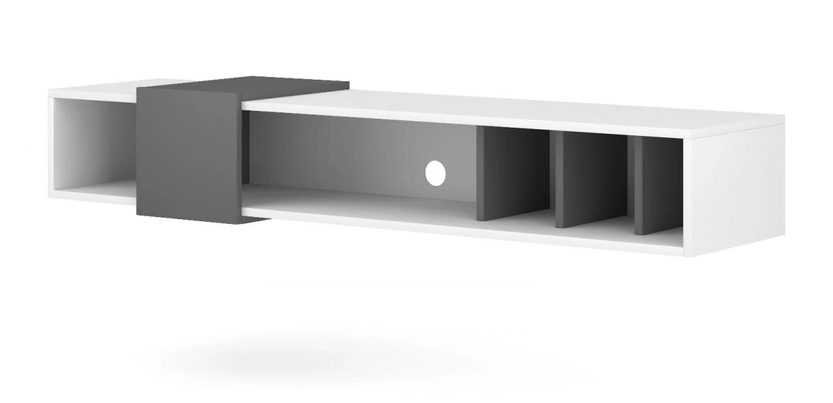 TV-Lowboard "Design-T" In Weiß Und Grau TV-Unterteil Hängend 150 X 25 Cm 7 TV-Lowboard "Design-T" In Weiß Und Grau TV-Unterteil Hängend 150 X 25 Cm – Bild 5