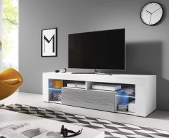 TV Lowboard "Mount" In Grau Hochglanz Und Weiß 140 X 51 Cm -Wohnwelt Verkauf 7120 4