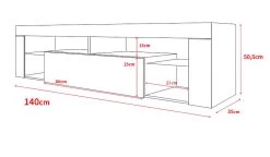 TV-Lowboard "Mount" In Schwarz Und Wotan Eiche Mit LED 140 X 51 Cm -Wohnwelt Verkauf 7121 6