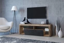 TV-Lowboard "Mount" In Used Wood Hell Und Matera Grau Mit Beleuchtung 140 X 51 Cm -Wohnwelt Verkauf 7131 3