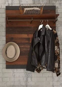 Garderobenpaneel "Ward" In Old Used Wood Shabby Design Mit Matera Grau Wandgarderobe 80 X 100 Cm