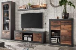 TV-Lowboard "Ward" In Old Used Wood Shabby Design Mit Matera Grau TV-Unterteil 153 X 51 Cm -Wohnwelt Verkauf 7161 4