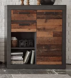 Kommode "Ward" In Old Used Wood Shabby Design Mit Matera Grau Anrichte 92 X 104 Cm